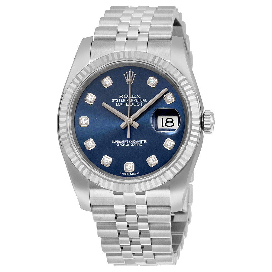 Rolex Oyster Perpetual 36 mm Blue Dial Stainless Steel Jubilee Bracelet  Automatic Men's Watch 116234BLDJ 877080271602 - Watches, Oyster Perpetual -  Jomashop