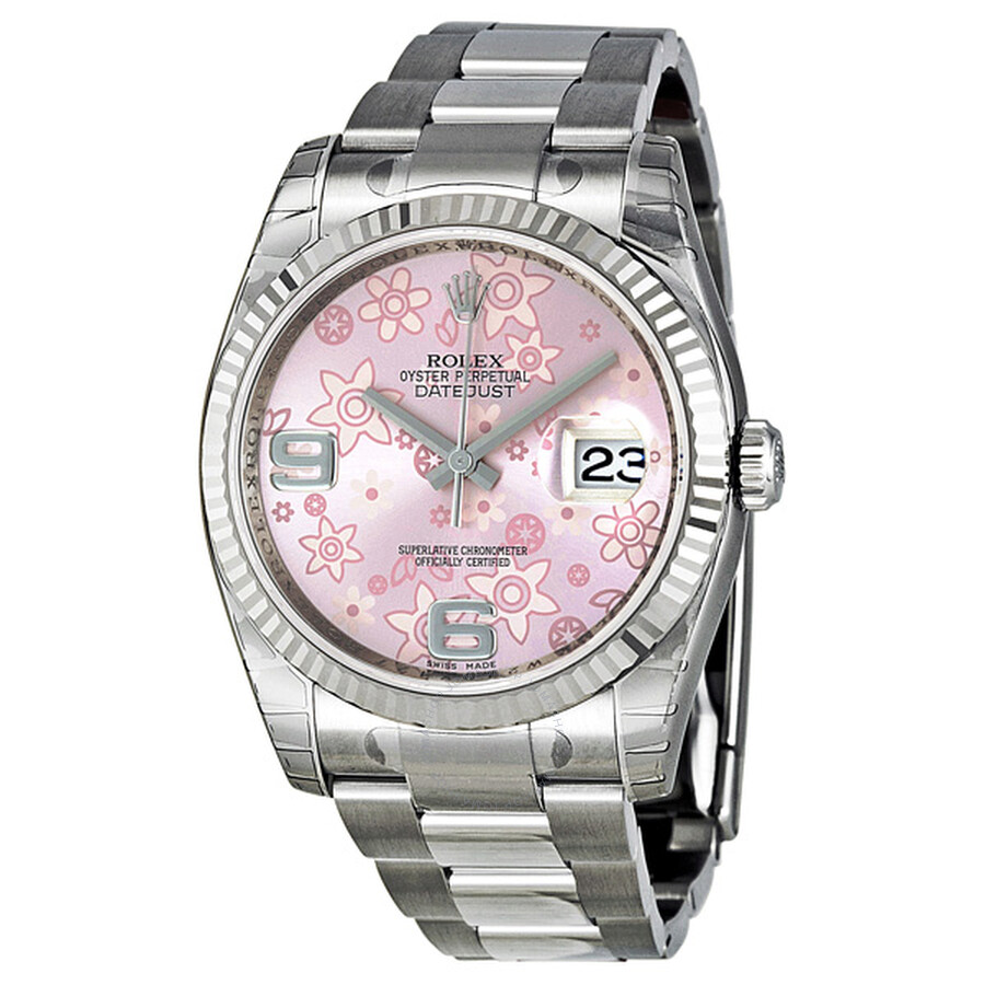 Oyster Perpetual 36 mm Pink Floral Dial Stainless Steel Bracelet Automatic Ladies Watch PAFO