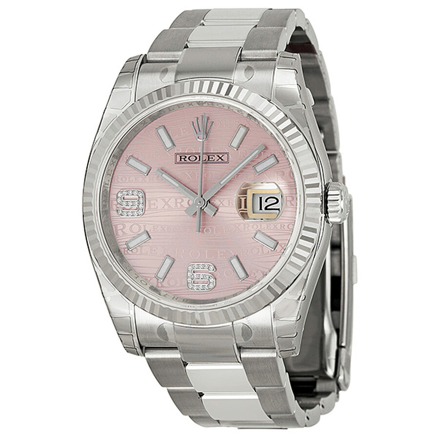 Oyster Perpetual 36 mm Pink Wave Dial Stainless Steel Bracelet Automatic Ladies Watch