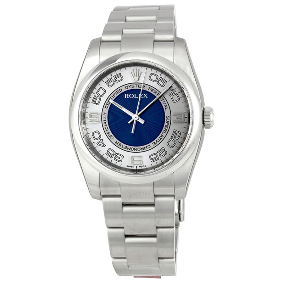 Oyster Perpetual 36 mm Silver with Blue Dial Stainless Steel Bracelet Automatic Men's Watch