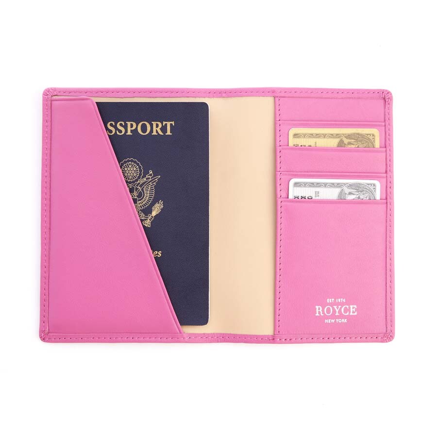 Royce Leather Royce Bright Pink RFID Blocking Leather Passport Wallet