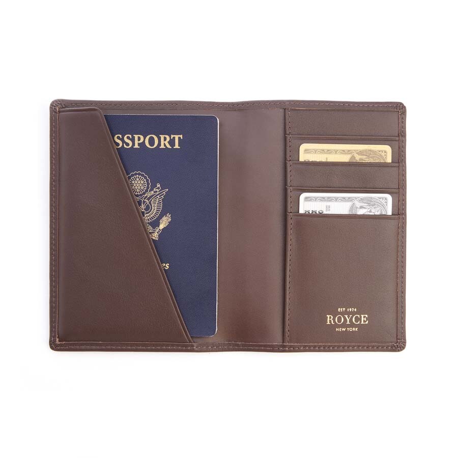 Royce Leather Royce Brown RFID Blocking Leather Passport Wallet RFID