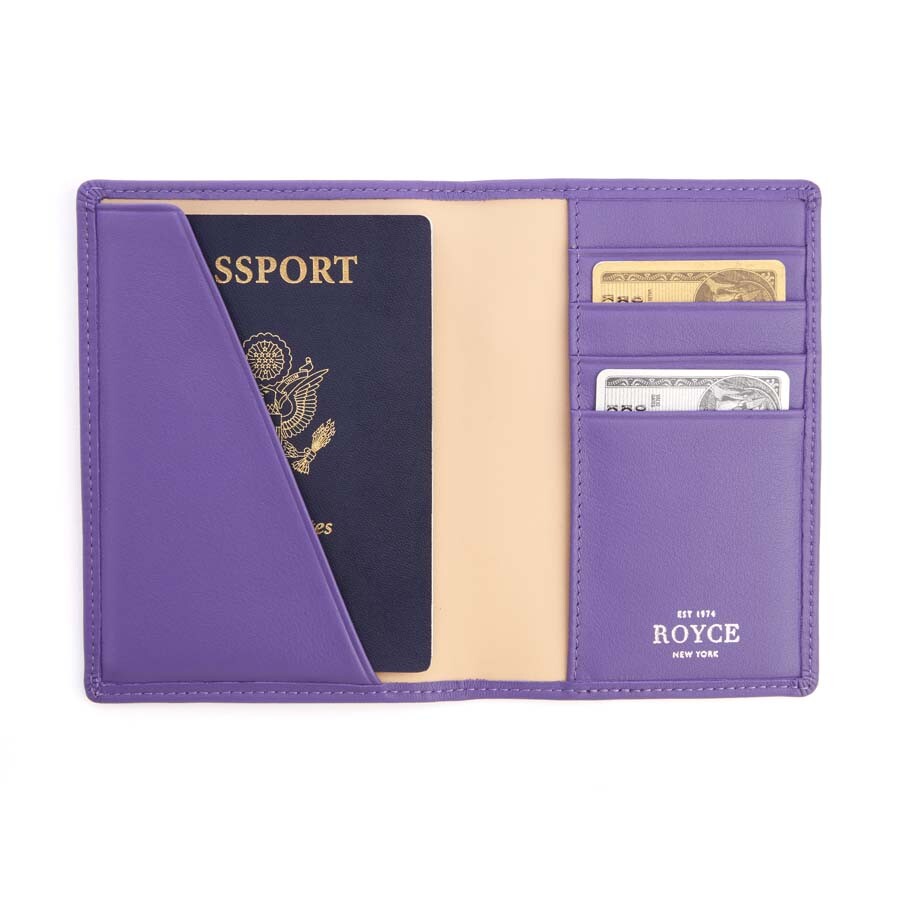 Royce Leather Royce Purple RFID Blocking Leather Passport Wallet RFID