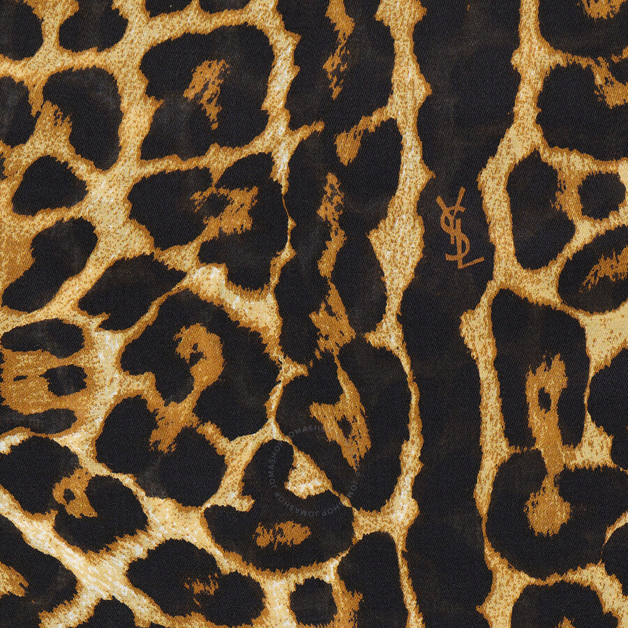 Saint Laurent Leopard Print Silk Scarf Saint Laurent Leopard Print Silk Scarf