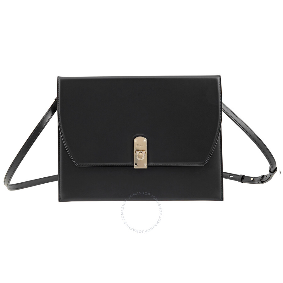 Ferragamo Salvatore Ferragamo Black Leather Boxyz Envelope Minibag