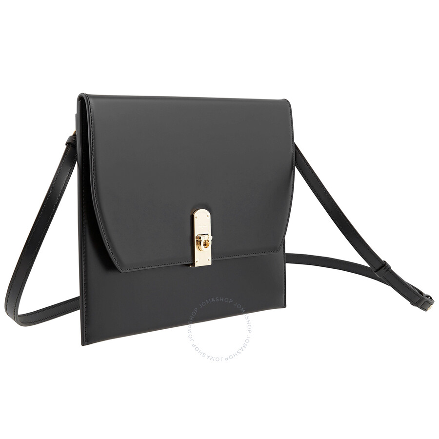 Ferragamo Salvatore Ferragamo Black Leather Boxyz Envelope Minibag