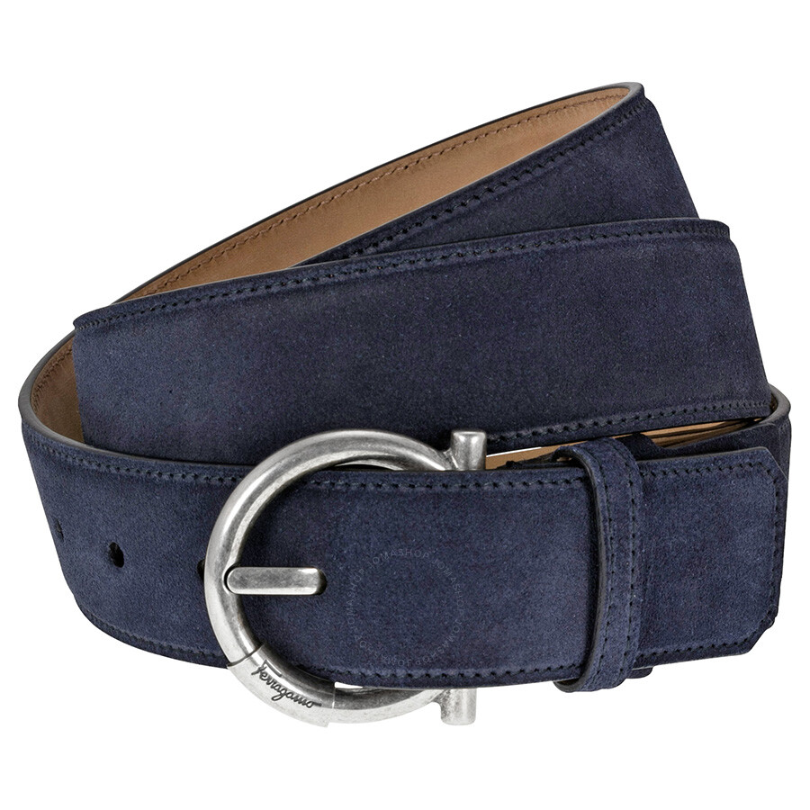 Salvatore ferragamo blue suede belt clearance