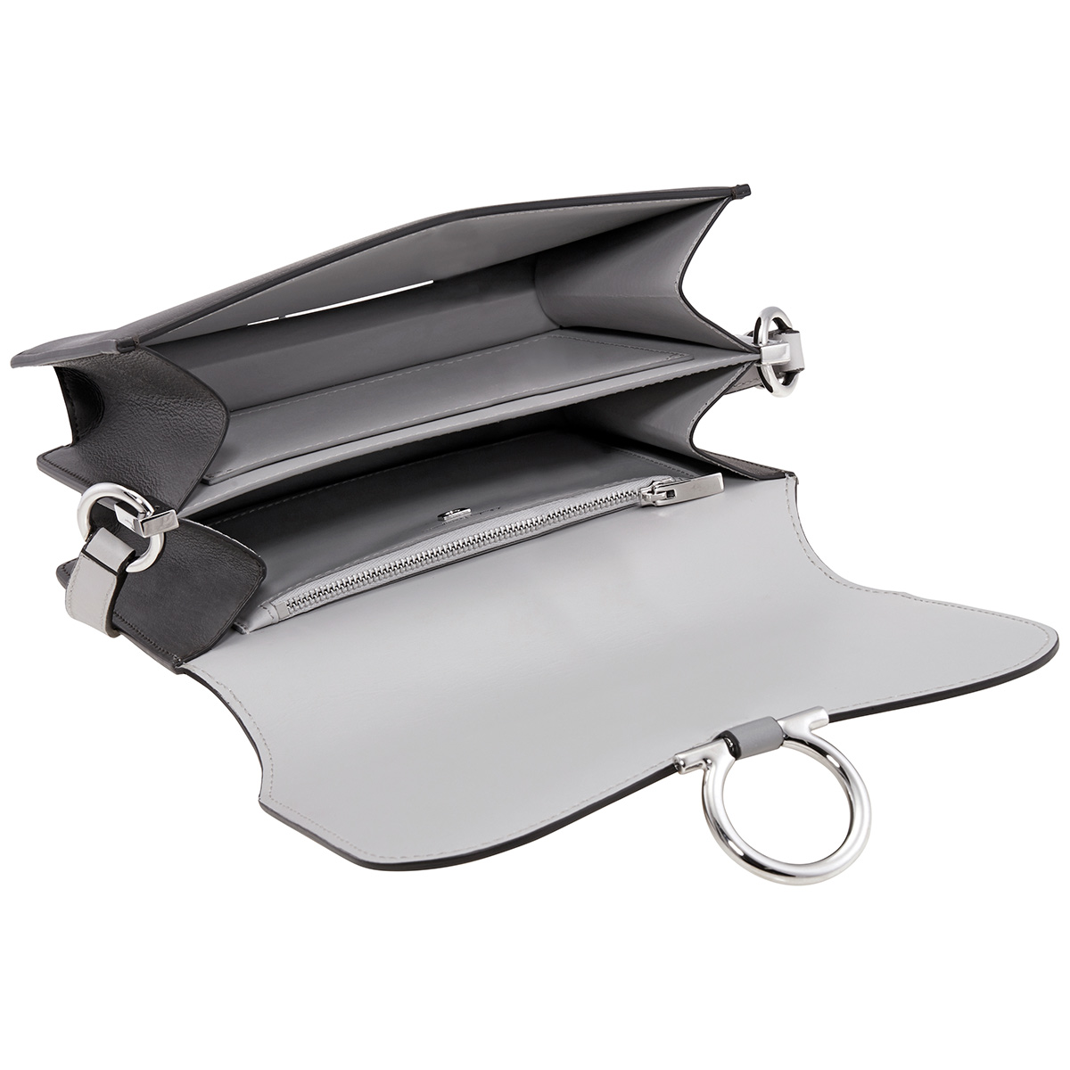 Ferragamo Salvatore Ferragamo Grey Ladies Joanne Leather Shoulder Bag 21H321 718481