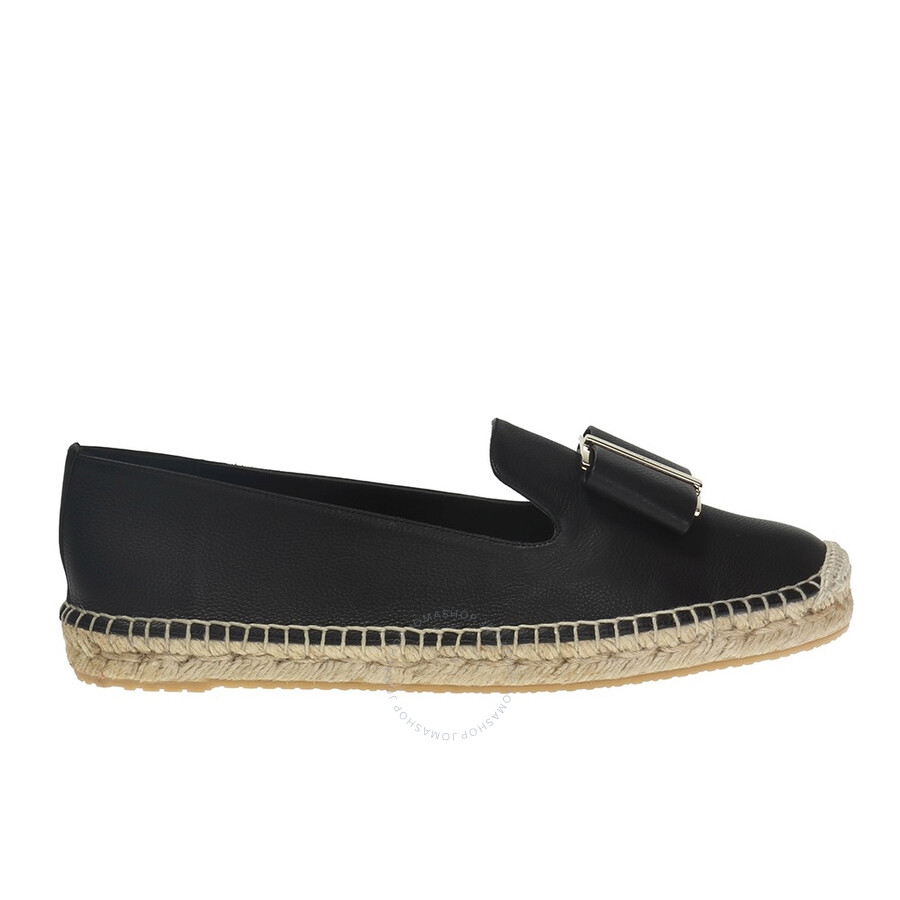 Ferragamo Salvatore Ferragamo Ladies Black Oversize Bow Espadrille