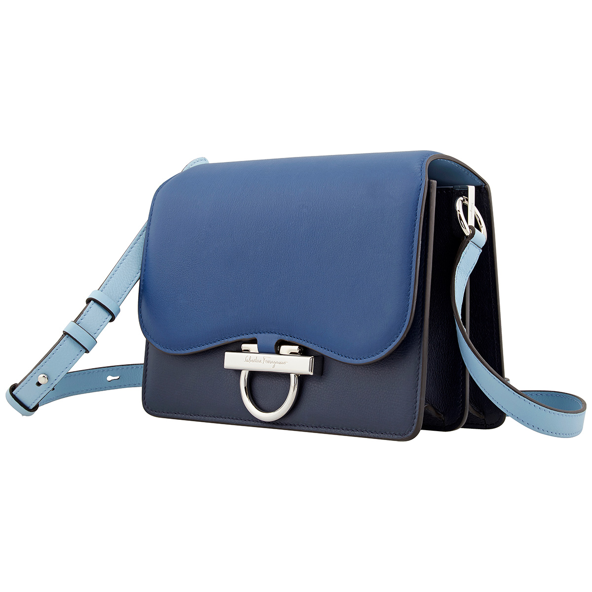 Ferragamo Salvatore Ferragamo Ladies Joanne Leather Shoulder Bag Blue 21H321 718480