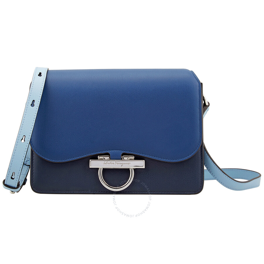 Ferragamo Salvatore Ferragamo Ladies Joanne Leather Shoulder Bag Blue