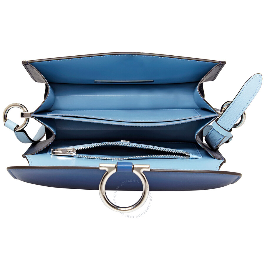 Ferragamo Salvatore Ferragamo Ladies Joanne Leather Shoulder Bag Blue