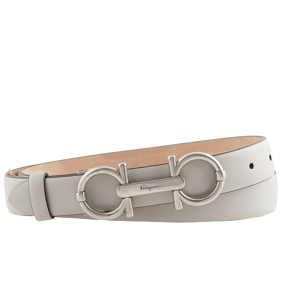 Salvatore Ferragamo Ladies Rhinoceros Grey Adjustable Gancini Belt