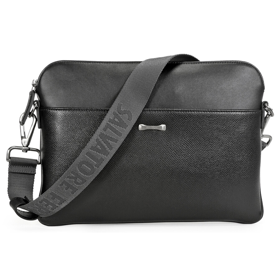 Ferragamo Salvatore Ferragamo Textured Leather Men's Messenger Bag