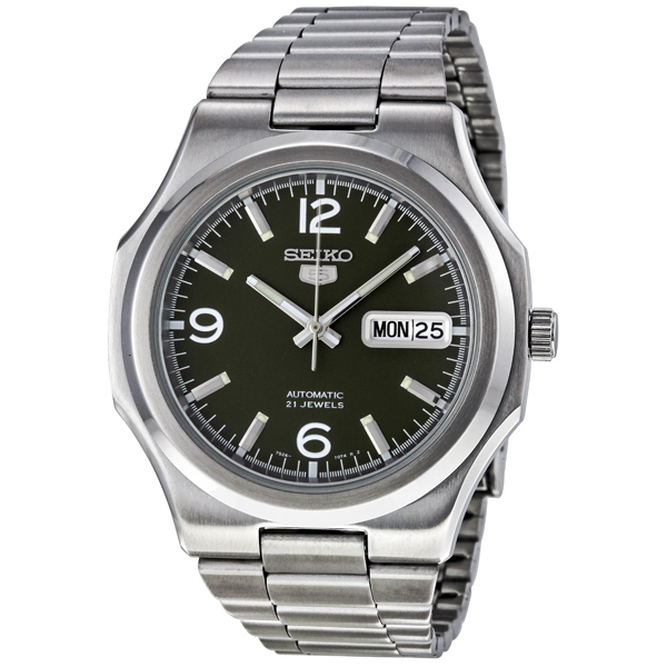 Seiko 5 Automatic Black Dial Stainless Steel Men's Watch SNKK57  0961613290731 - Watches, Stainless Steel - Jomashop