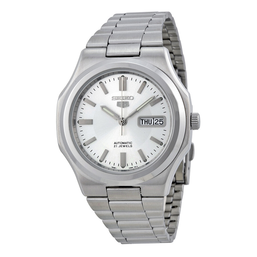Seiko 5 Automatic Silver Dial Stainless Steel Men's Watch SNKK41  4954628131751 - Watches, Stainless Steel - Jomashop