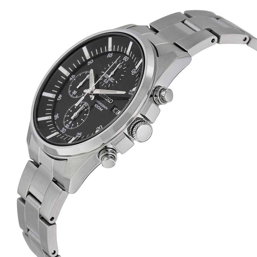 Seiko Chronograph Black Dial Stainless Steel Men's Watch SNDC81 SNDC81  4954628140067 - Seiko, Stainless Steel - Jomashop