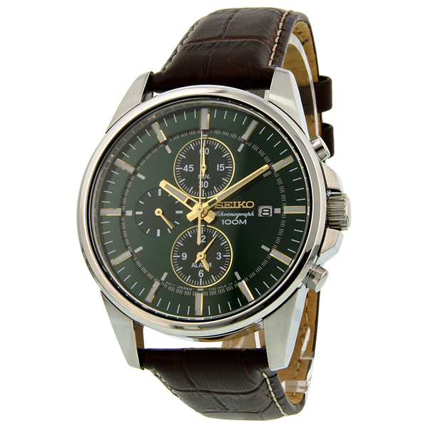 Seiko Chronograph Alarm Dark Green Dial 