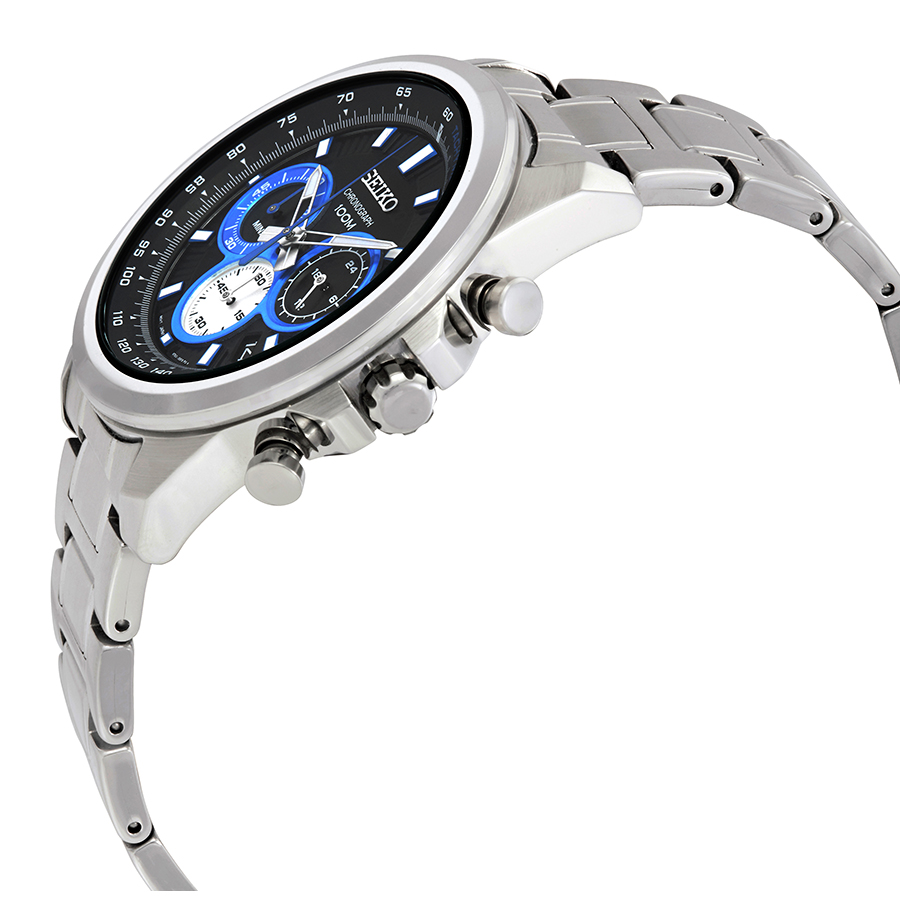 Seiko Chronograph Black Dial Stainless Steel Men's Watch SSB243P1  4954628210814 - Watches, Stainless Steel - Jomashop