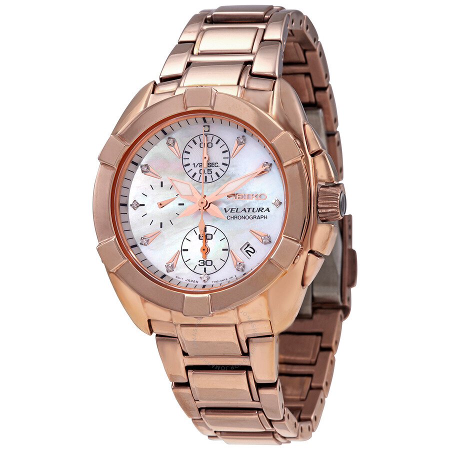 Velatura Chronograph Quartz Diamond Mother Of Pearl Dial Ladies Watch Sndx92p1