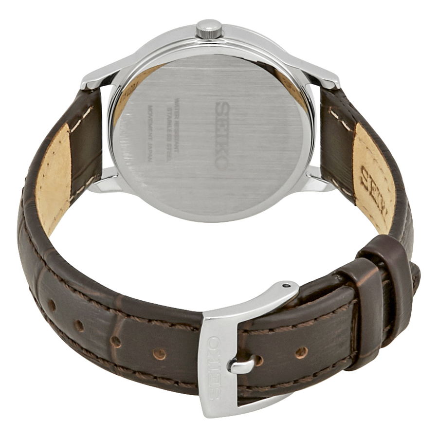 Seiko Classic Silver Dial Brown Leather Ladies Watch SXDG95P1 4954628225498  - Watches, Stainless Steel - Jomashop