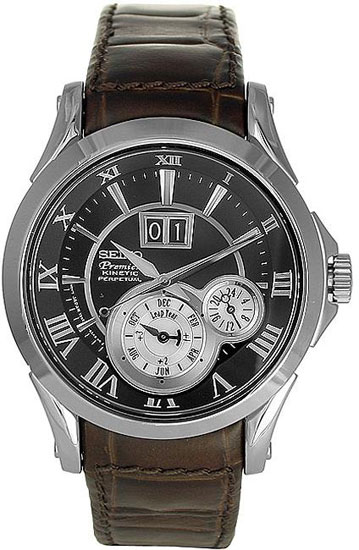 Seiko Premier Perpetual Calendar Black Dial Brown Leather Strap Men's Watch  SNP025 SNP025 4954628099273 - Seiko, Premier - Jomashop