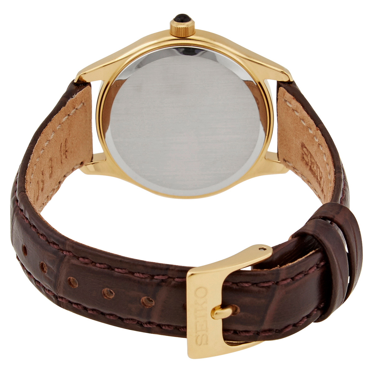 Seiko Quartz White Dial Brown Leather Ladies Watch Swr072p1 In Black / Brown / Gold Tone / White