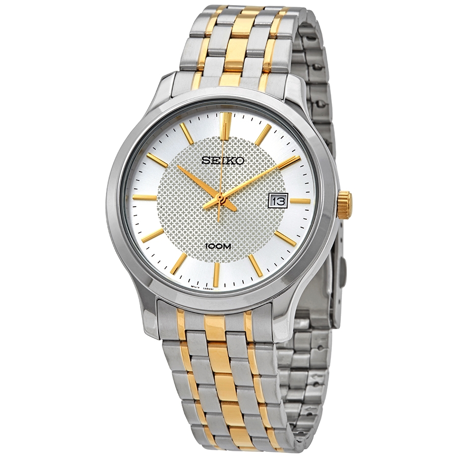 Seiko Silver Pattern Dial Men's Two Tone Quartz Watch SUR295P1 SUR295P1  4954628228611 - Seiko, Stainless Steel - Jomashop