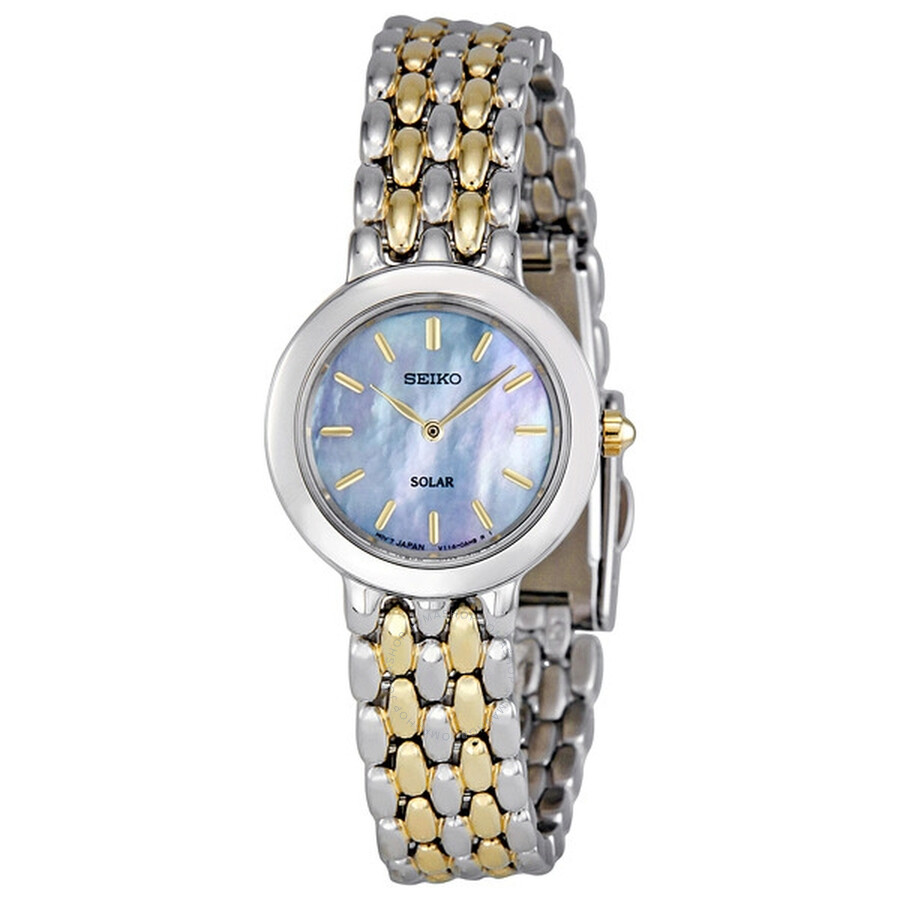 Two-tone Dress White Dial Solar Quartz Ladies Watch