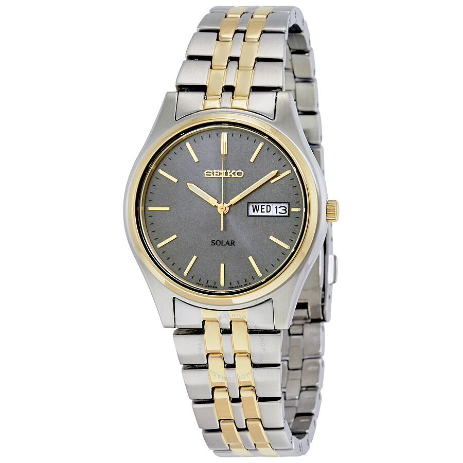 Two-tone Solar Charcoal Dial Men's Watch