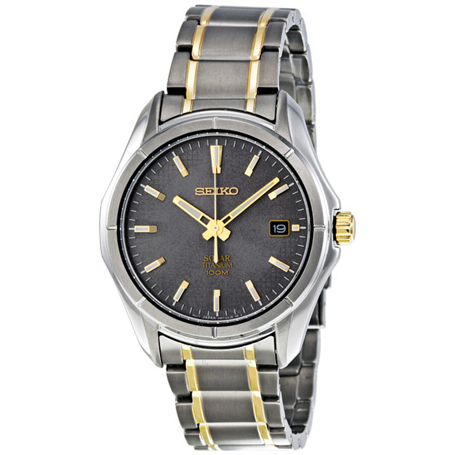 Two-tone Titanium Solar Quartz Gray Dial Men's Watch