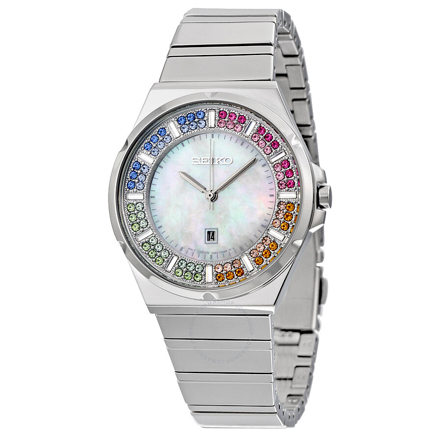 Valentines Day Mother of Pearl Stainless Steel Ladies Watch