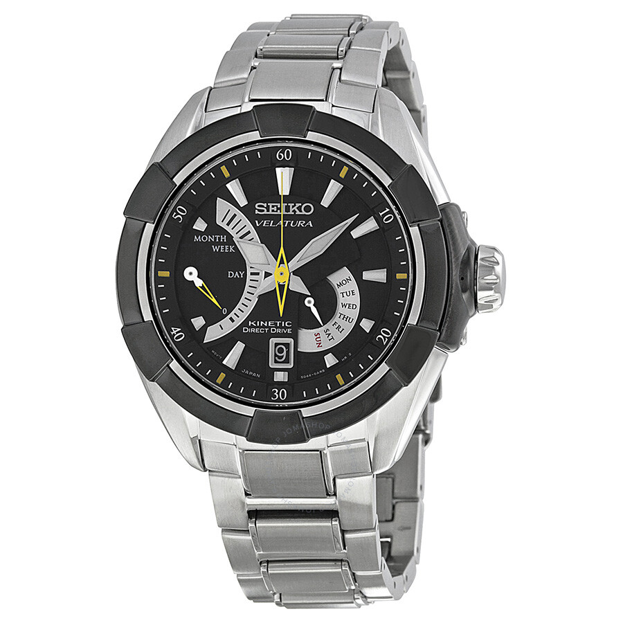 Velatura Kinetic Black Dial Stainless Steel Men's Watch