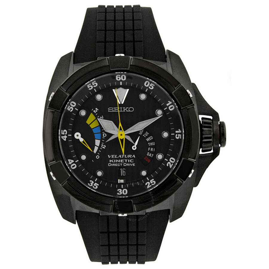 Velatura Kinetic Direct Drive Black Dial Black Rubber Men's Watch
