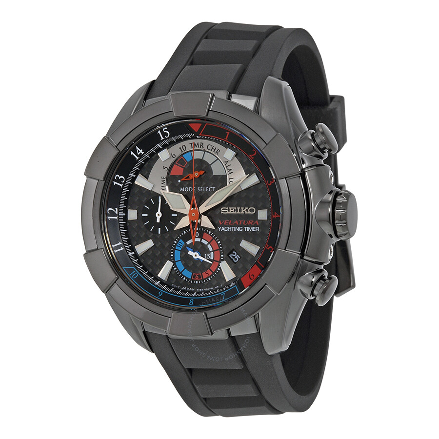 Velatura Yachting Timer Black Dial Black Rubber Men's Watch