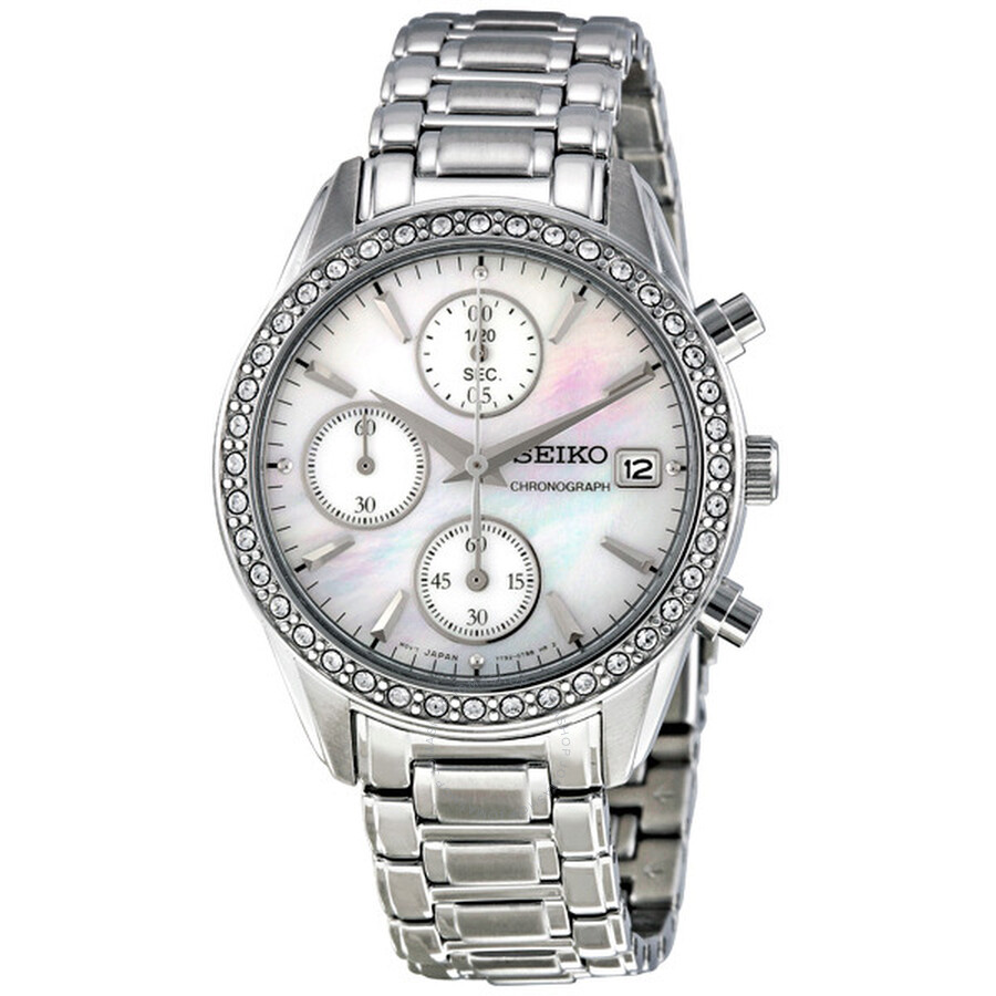 White Dial Chronograph Steel Ladies Watch