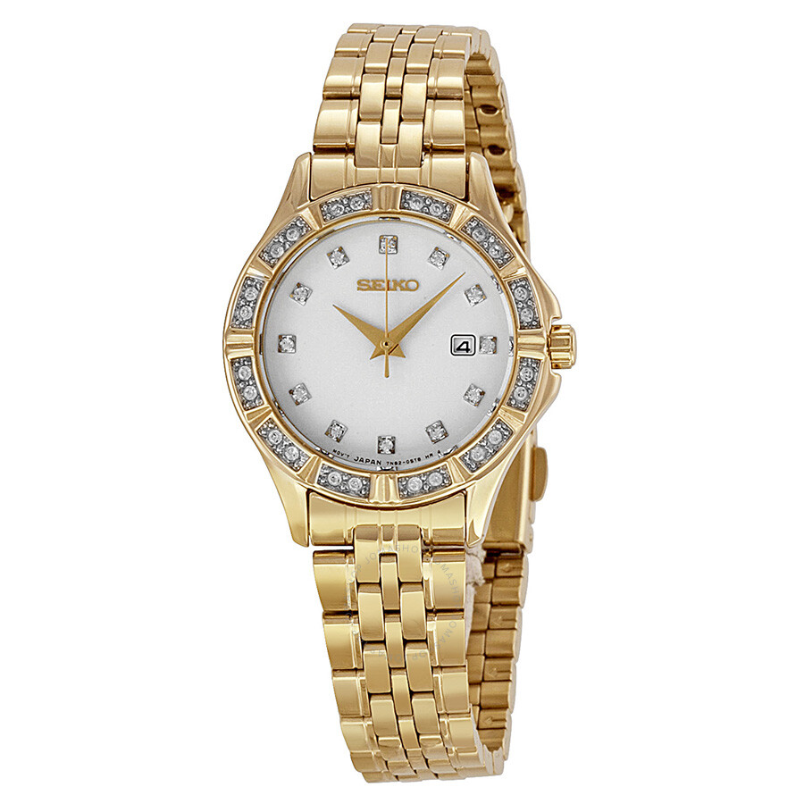 White Dial Gold-tone Stainless Steel Ladiwa Watch