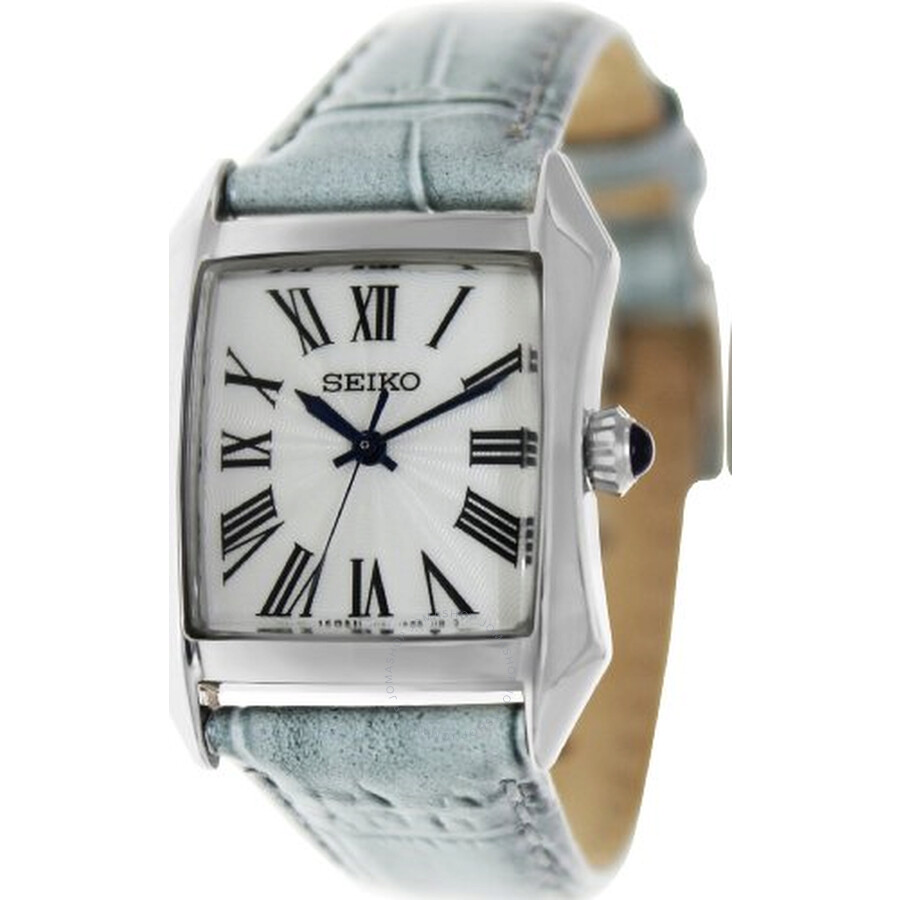 White Dial Grey Leather Ladies Watch