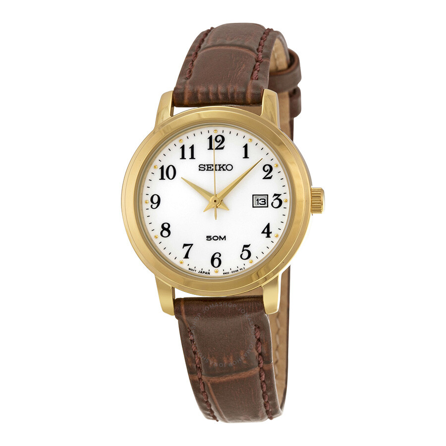 White Dial Leather Ladies Watch