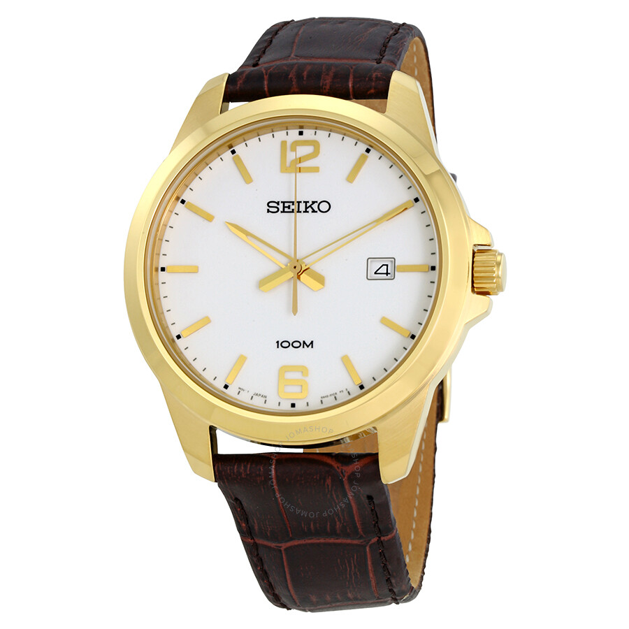 White Dial Brown Leather Men's Watch