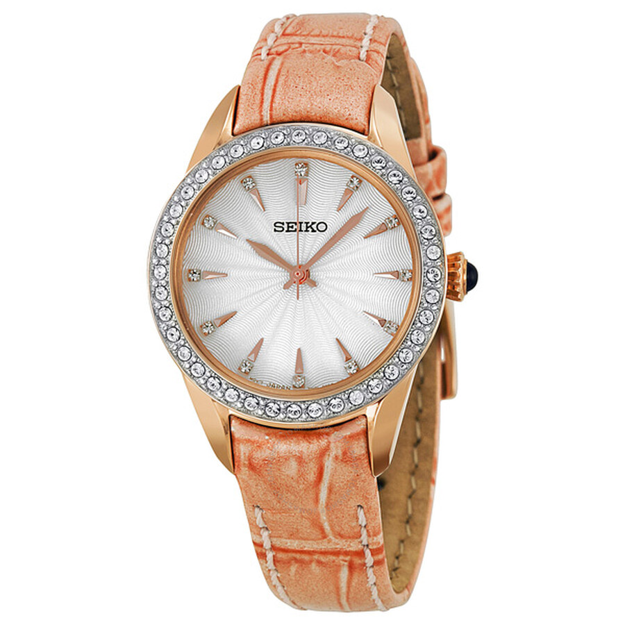 White Dial Rose Gold-Tone Stainless Steel Ladies Watch