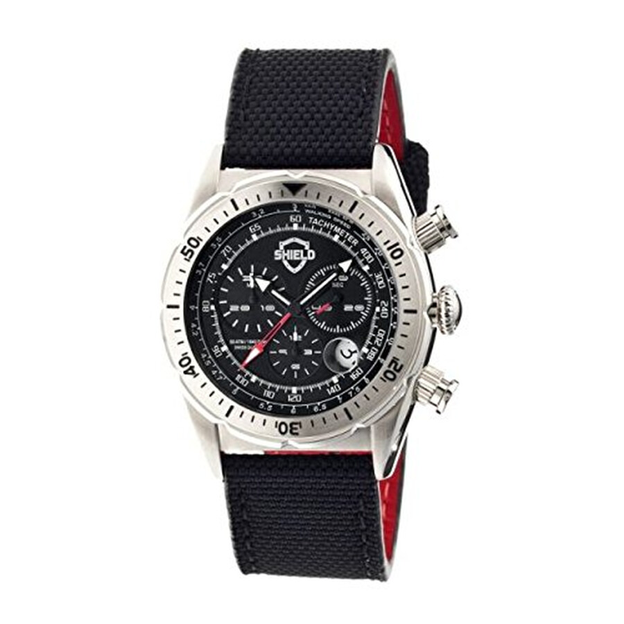 Shield Haig Chronograph Black Dial Black Leather Men #39 s Watch SH0502