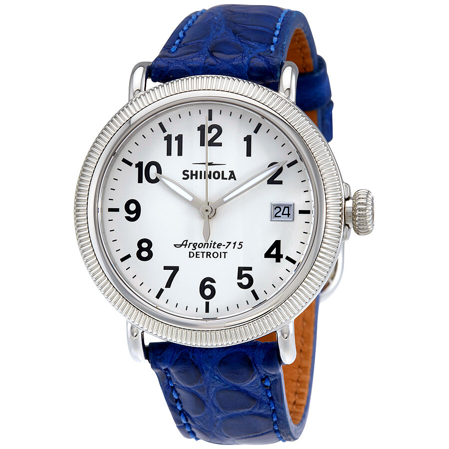 Shinola The Runwell White Dial Blue Leather Men's Watch 12000256