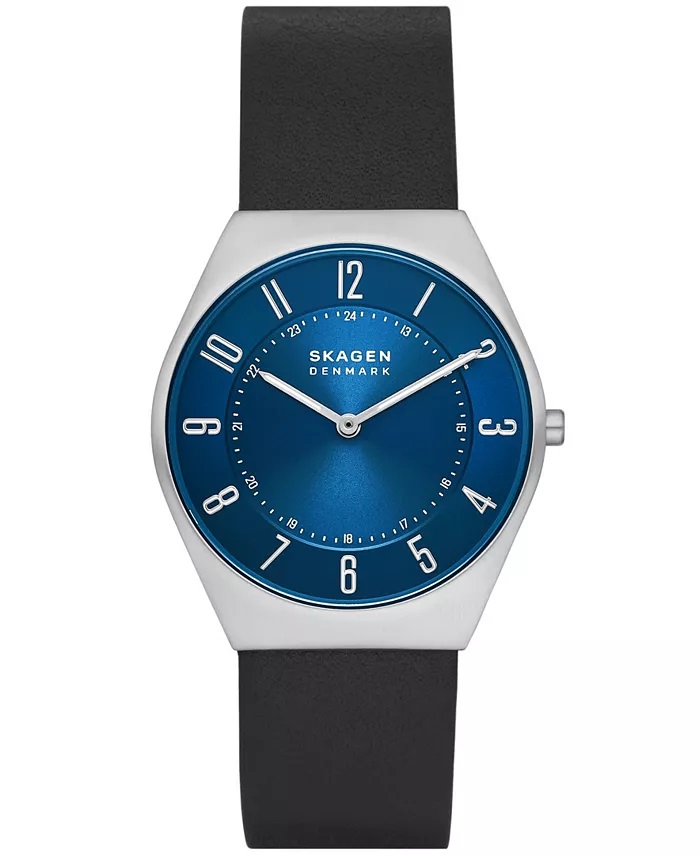 Montre Skagen Danemark Vintage Ultra Plate - Boîtier Et Bracelet Acier Noir, Très Bon état