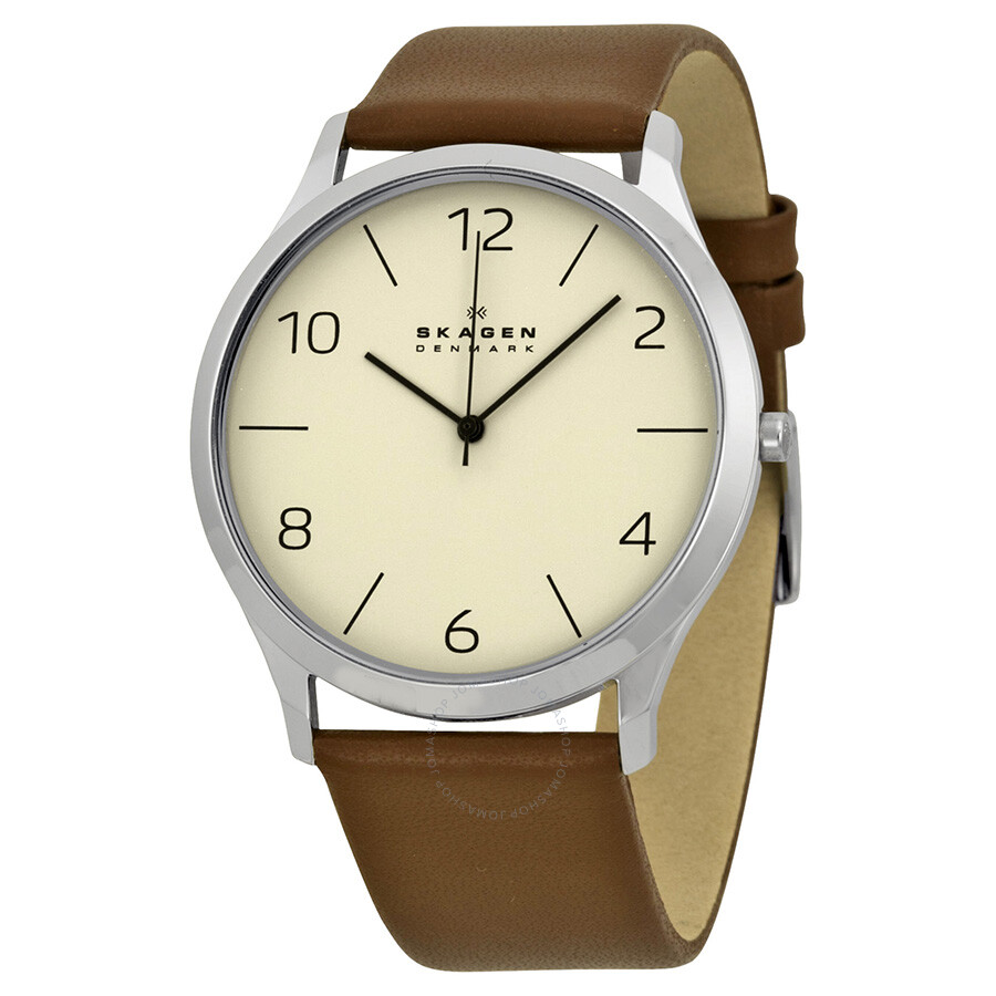 Jorn Beige Dial Brown Leather Men's Watch