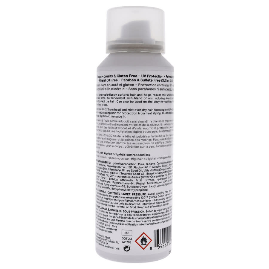 Igk Speechless Hair And Body Dry Oil Finishing Spray by IGK for Unisex