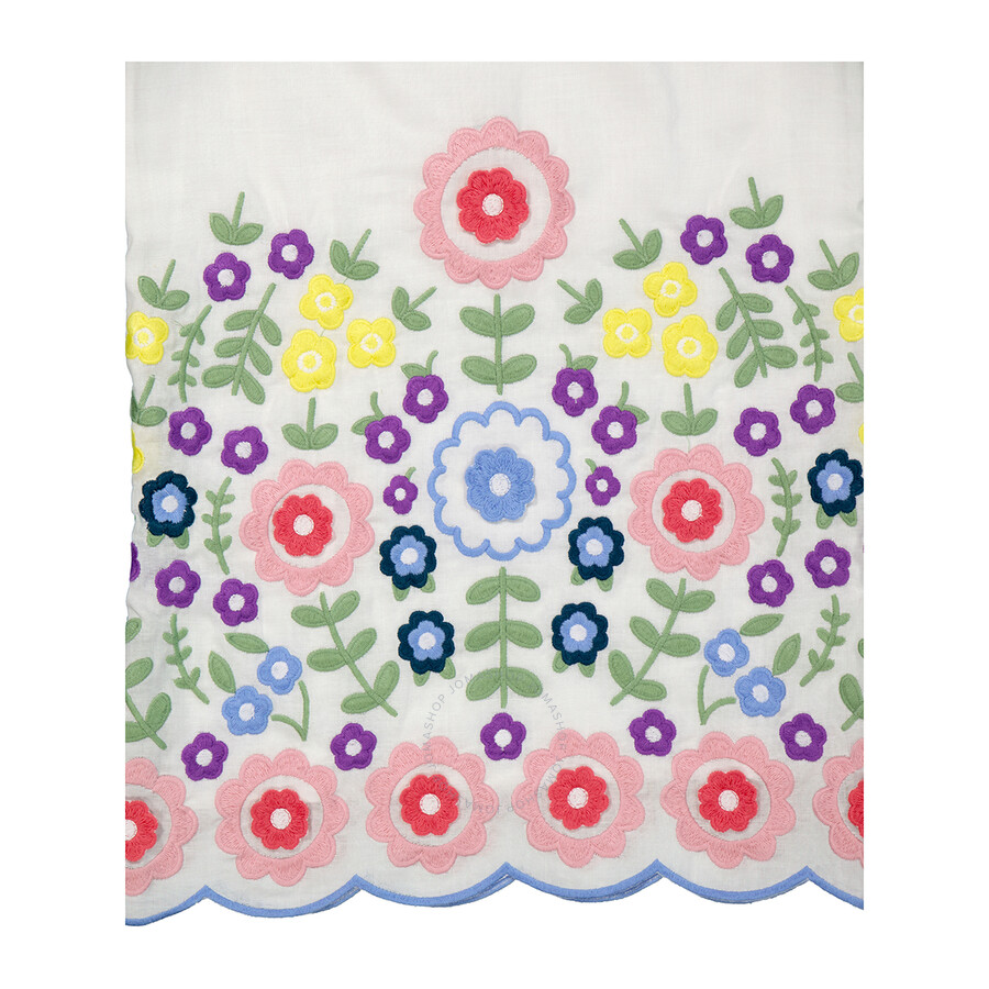 Stella Mccartney Girls Flower Embroidered Ramie Dress, Size 10Y 8Q1BR1