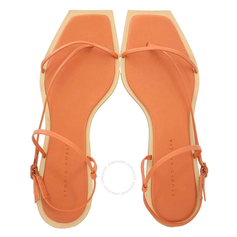 Studio Amelia Ladies Terracotta Filament Strappy Leather Flat Sandals, Brand Size 36 ( US Size 6