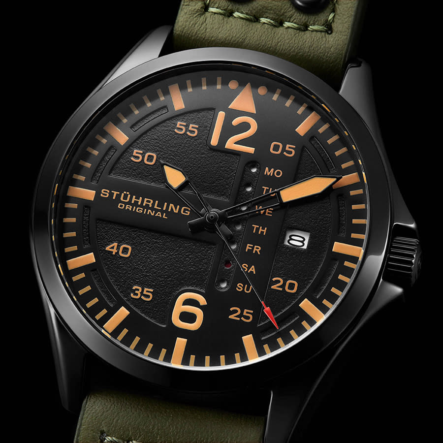 Stuhrling Original Aviator Quartz Black Dial Men's Watch M13666