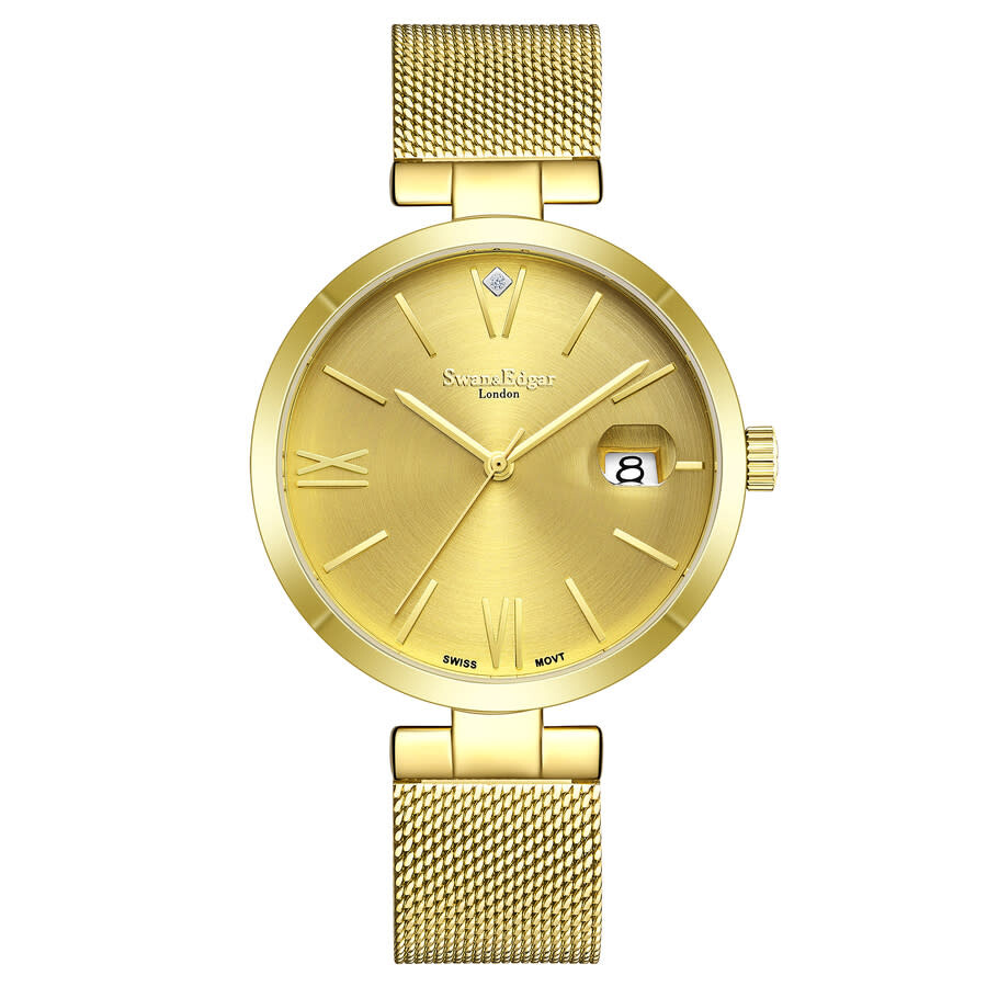 Swan & Edgar Pastel Automatic Gold Dial Ladies Watch SEL003